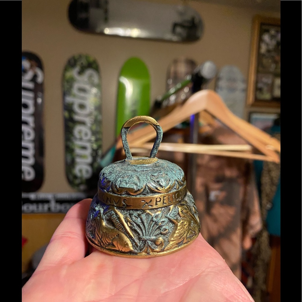 Rare Vintage sanctuary Bell Solid Brass Animals Leo Pelicans Aquila Agnus